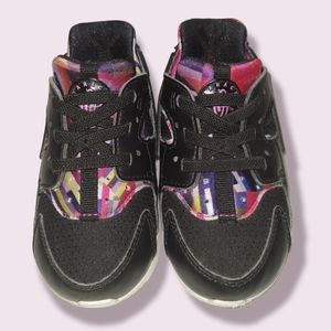 Nike Huarache Run Print Black/Hyper Violet/White Toddler Shoes Size 7C
